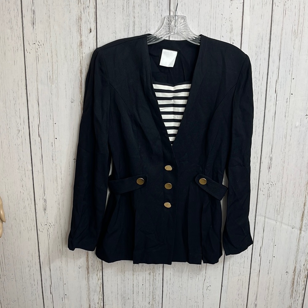 Christopher & Banks Virgo Navy Sailor Striped Blazer Size 6